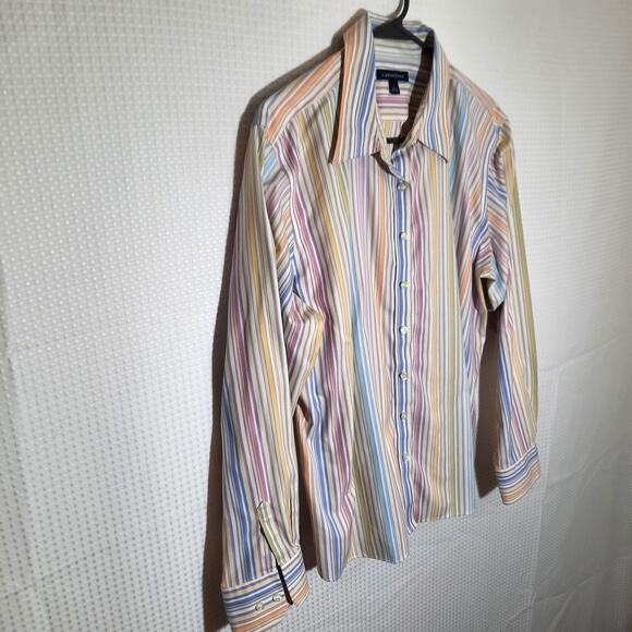 Lands' End 18 Shirt Men's Multicolor Stripe 100% Cotton Button Down Hong Kong - Picture 7 of 8